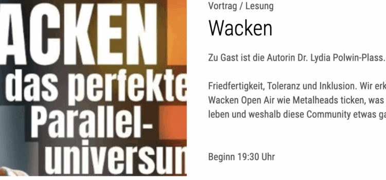 LESUNG in der KRONBERGER BÜCHERSTUBE – WACKEN – das perfekte Paralleluniversum: Was die Gesellschaft von Metalheads lernen kann.