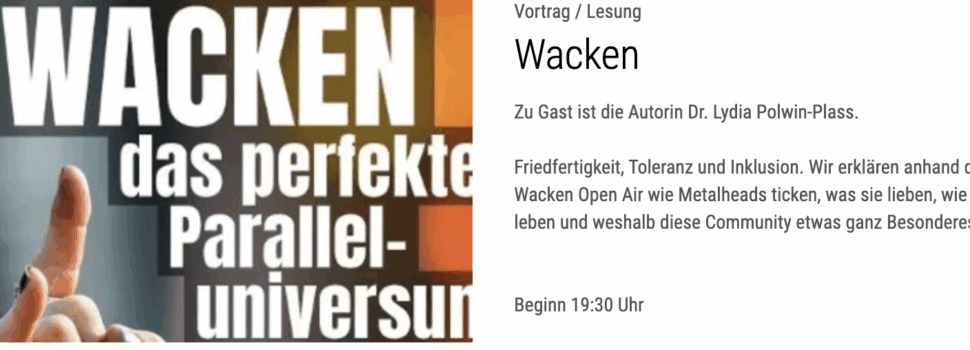 LESUNG in der KRONBERGER BÜCHERSTUBE – WACKEN – das perfekte Paralleluniversum: Was die Gesellschaft von Metalheads lernen kann.