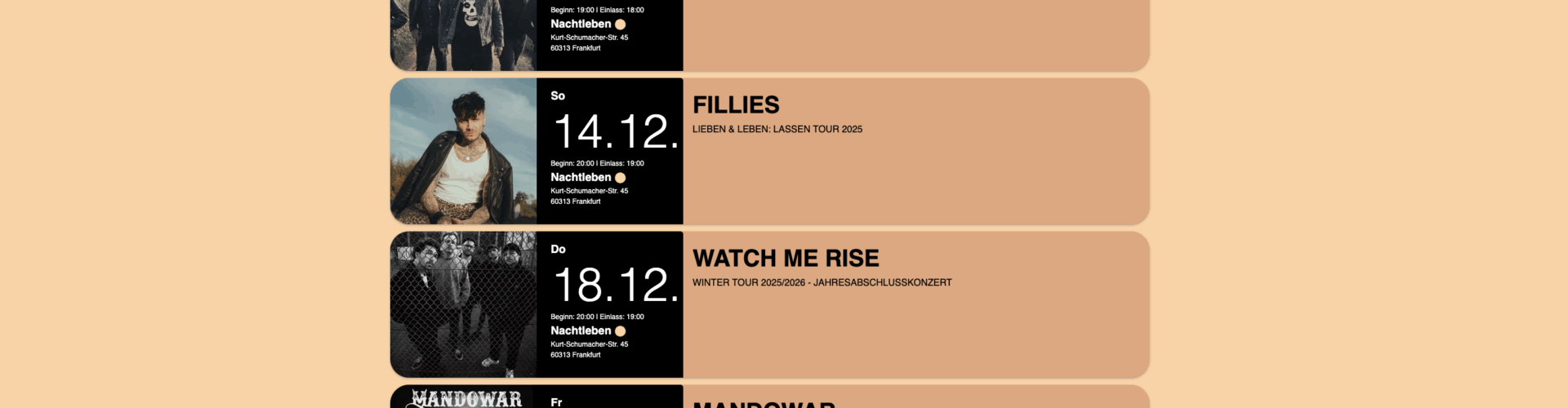 4 Ticket-Verlosungen für das Nachtleben Frankfurt – Motoerjesus, Fillies, Watch me rise und Mandowar