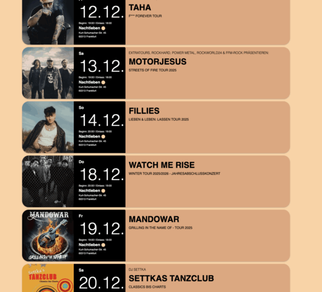 4 Ticket-Verlosungen für das Nachtleben Frankfurt – Motoerjesus, Fillies, Watch me rise und Mandowar