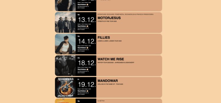 4 Ticket-Verlosungen für das Nachtleben Frankfurt – Motoerjesus, Fillies, Watch me rise und Mandowar